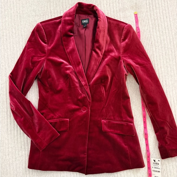 INC International Concepts Rich Red Velvet Blazer - Picture 4 of 7